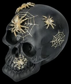 Totenkopf Figur Schwarz-gold Mit Spinnen -FIGUREN Verkäufe 2D FS26989 Totenkopf Figur schwarz gold mit Spinnen 7 1280x1280