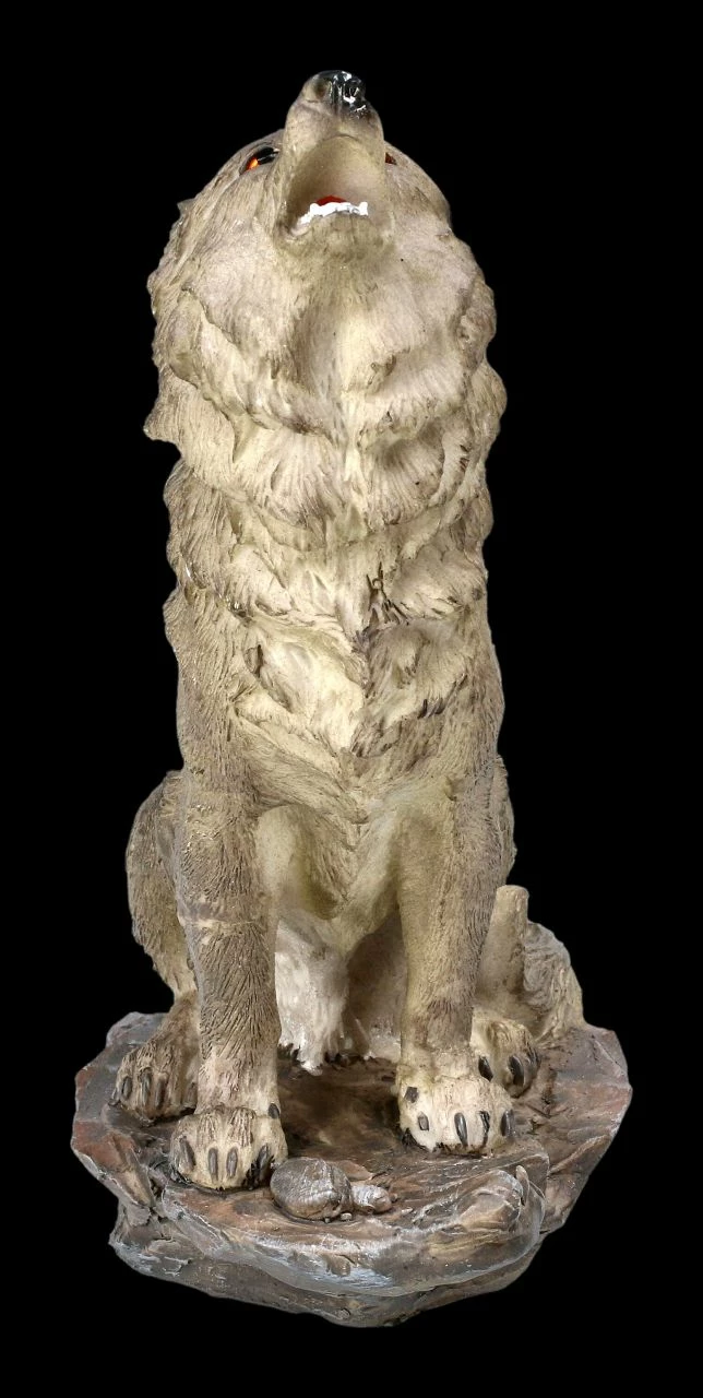 Heulende Wolf Figur - Der Ruf Im Sturm Grau 5 Heulende Wolf Figur - Der Ruf Im Sturm Grau – Bild 3