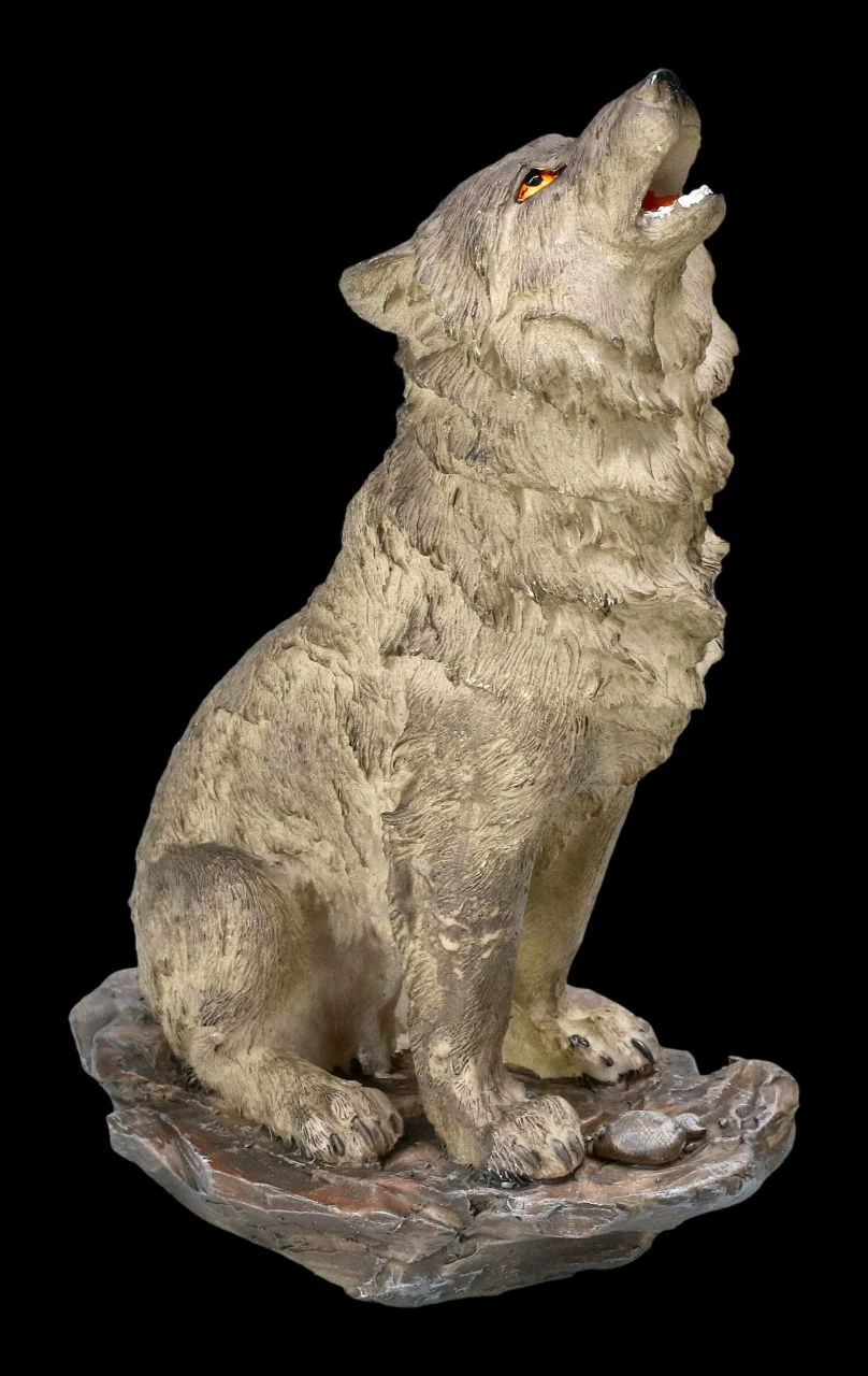 Heulende Wolf Figur - Der Ruf Im Sturm Grau 4 Heulende Wolf Figur - Der Ruf Im Sturm Grau – Bild 2
