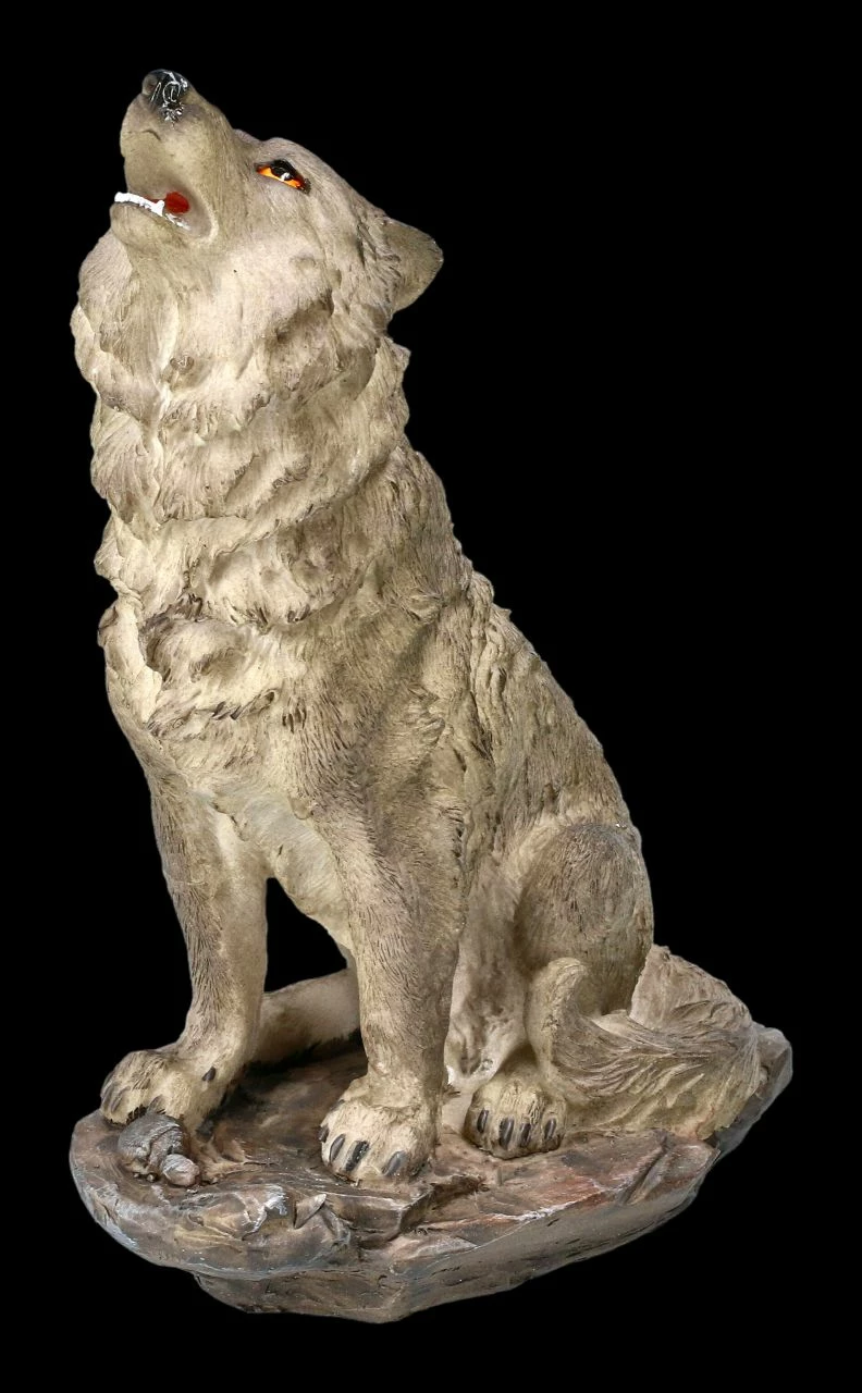 Heulende Wolf Figur - Der Ruf Im Sturm Grau 8 Heulende Wolf Figur - Der Ruf Im Sturm Grau – Bild 6