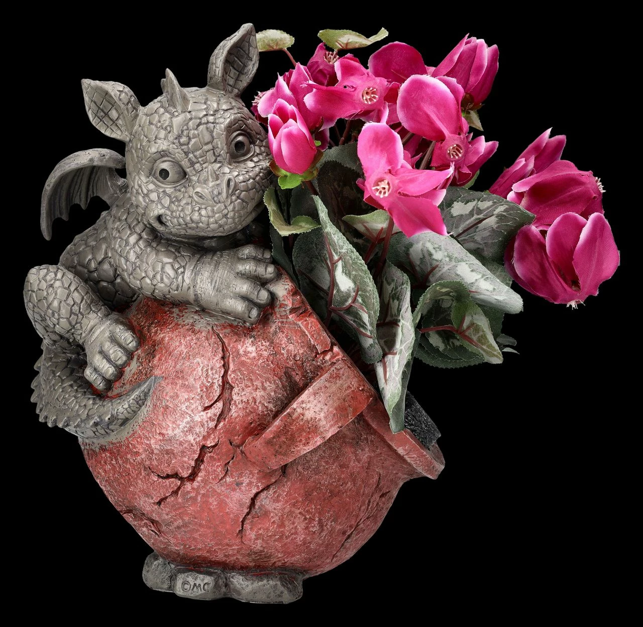 Garten Figur - Drache Auf Blumentopf Links 3 Garten Figur - Drache Auf Blumentopf Links