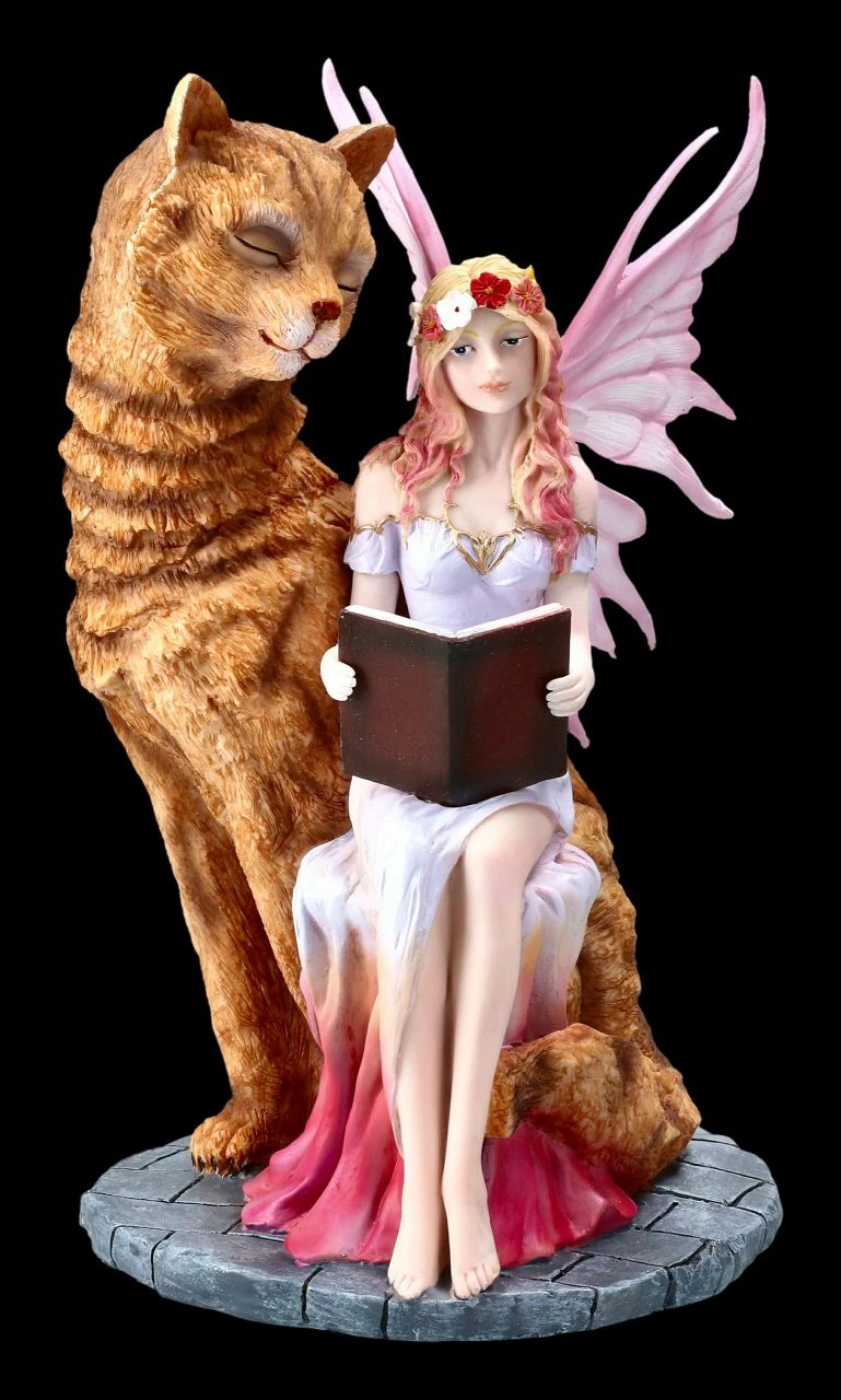 Elfen Figur - Studa Mit Großer Katze 3 Elfen Figur - Studa Mit Großer Katze