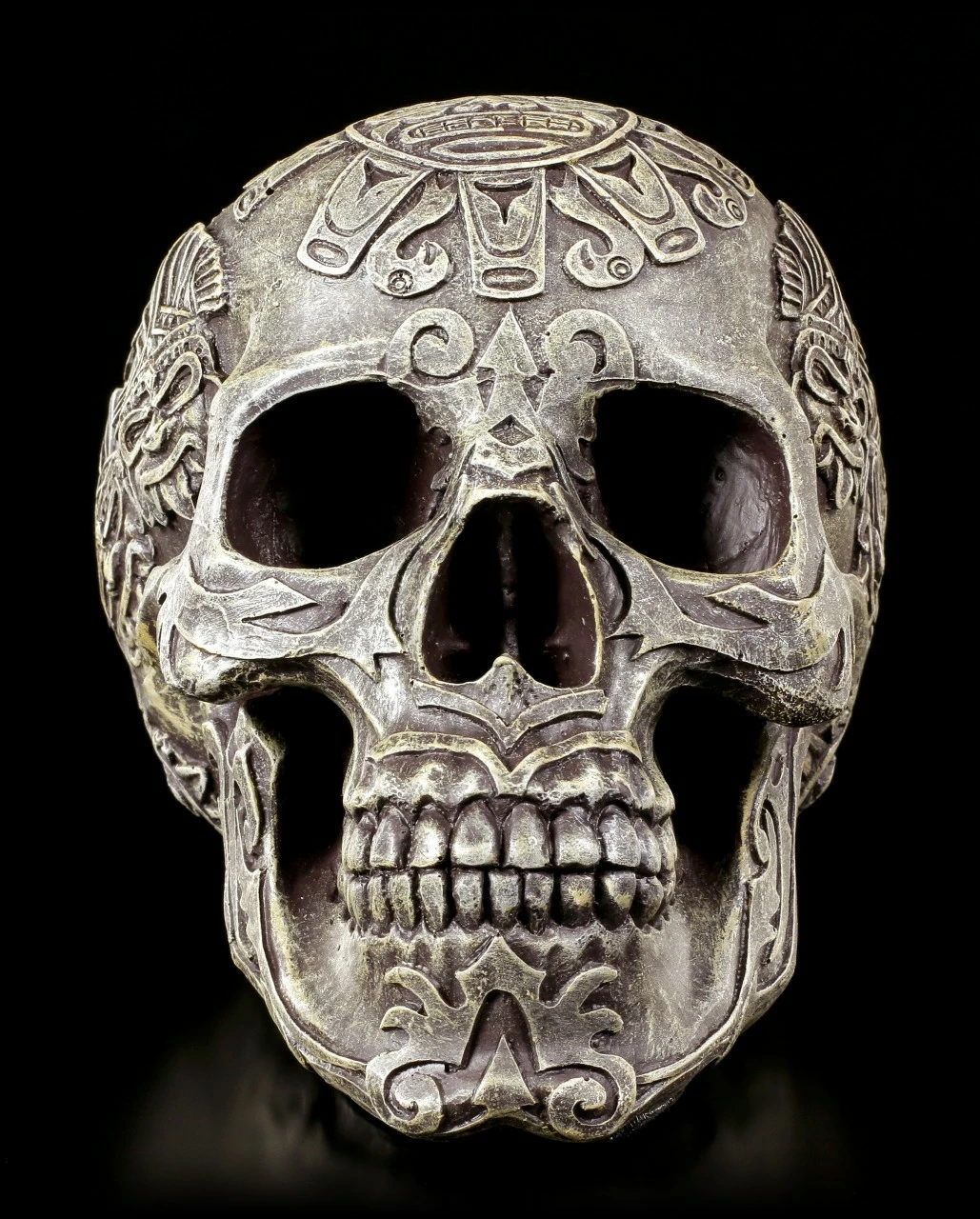 Azteken Totenkopf - Steingrau 4 Azteken Totenkopf - Steingrau – Bild 2