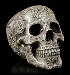 Azteken Totenkopf - Steingrau