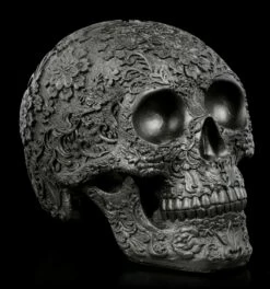 Schwarzer Totenkopf Mit Blumenmuster