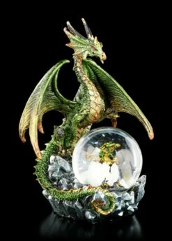 Drachenfigur Mit Schneekugel - Emerald Oracle