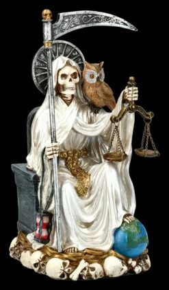 Sitzende Santa Muerte Figur - Weiß