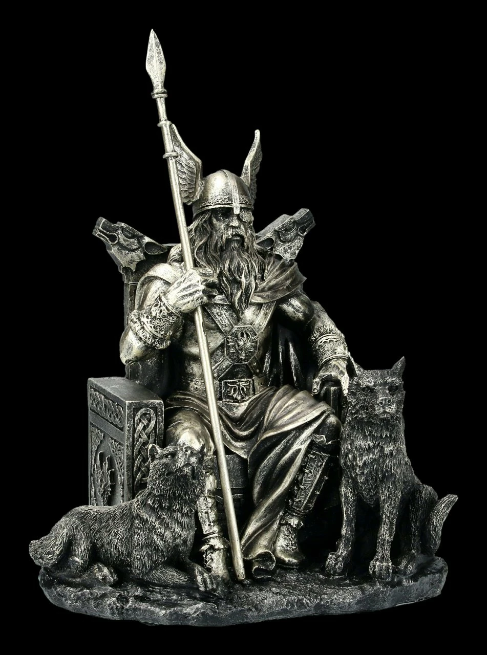 Odin Figur - Göttervater Auf Thron Mit Wölfen 4 Odin Figur - Göttervater Auf Thron Mit Wölfen – Bild 2