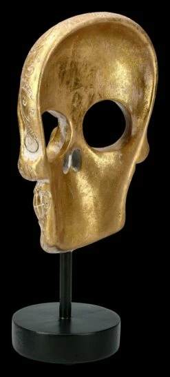 Goldfarbene Totenkopf Maske Auf Metall Ständer -FIGUREN Verkäufe FS21264 Goldfarbene Totenkopf Maske auf Metall Staender 5 1280x1280