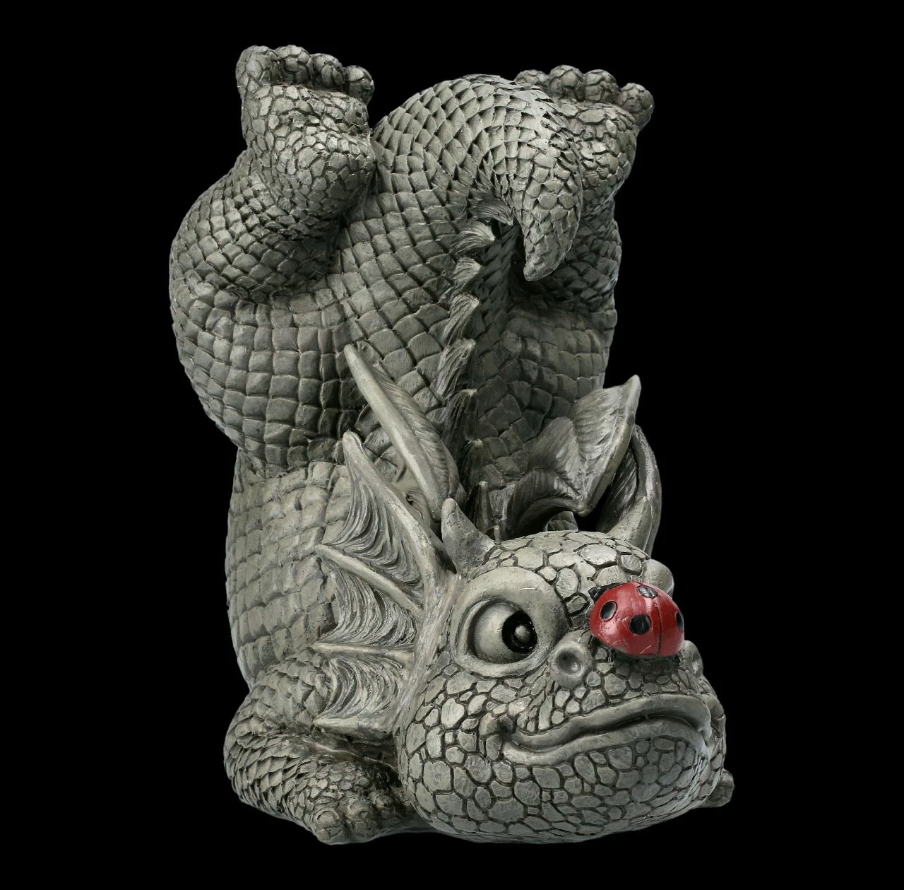 Gartenfigur - Drache Mit Marienkäfer Auf Der Nase 3 Gartenfigur - Drache Mit Marienkäfer Auf Der Nase