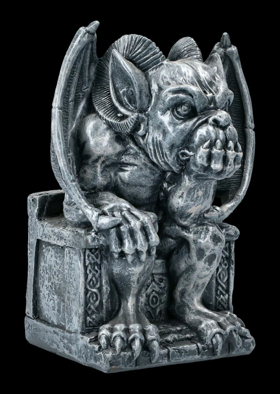 Gargoyle Figur - Kleiner Herrscher Auf Thron 4 Gargoyle Figur - Kleiner Herrscher Auf Thron – Bild 2