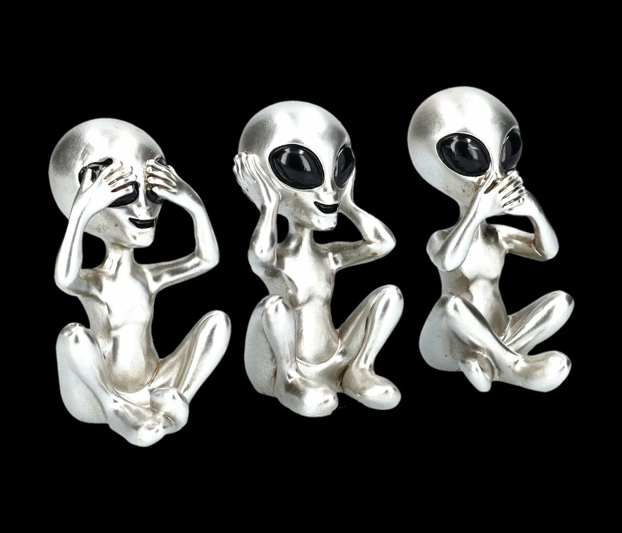Alien Figuren - Nichts Böses Silberfarben 4 Alien Figuren - Nichts Böses Silberfarben – Bild 2