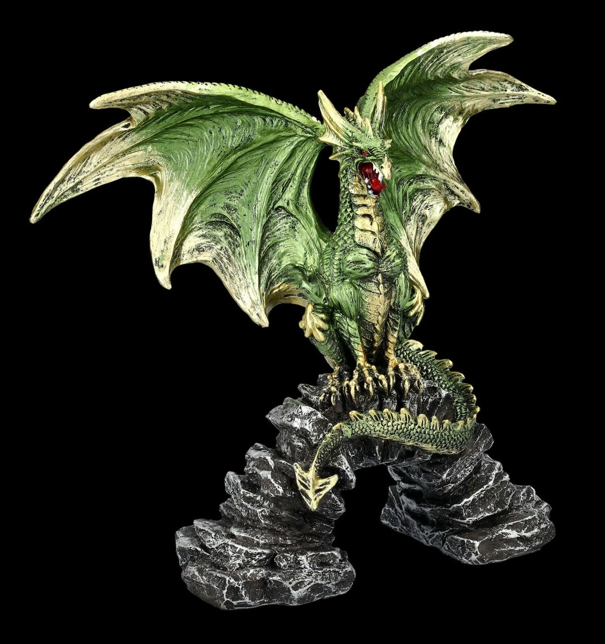 Drachen Figur Grün Auf Felsenbrücke 4 Drachen Figur Grün Auf Felsenbrücke – Bild 2