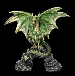 Drachen Figur Grün Auf Felsenbrücke