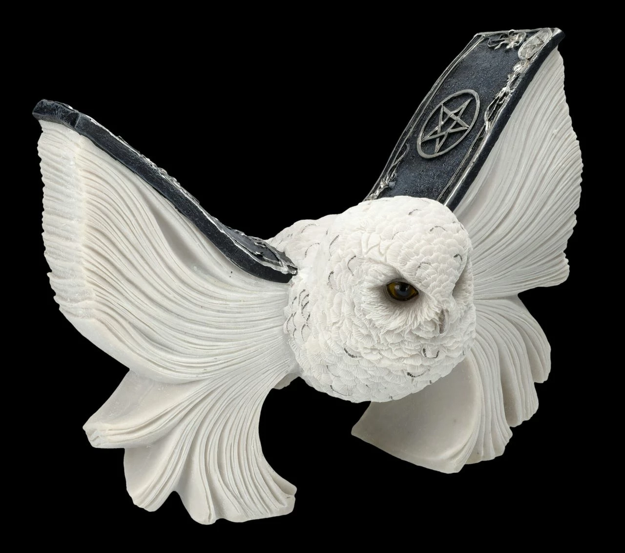 Eulen Figur Weiß - Botschafterin Mit Buchflügeln 4 Eulen Figur Weiß - Botschafterin Mit Buchflügeln – Bild 2