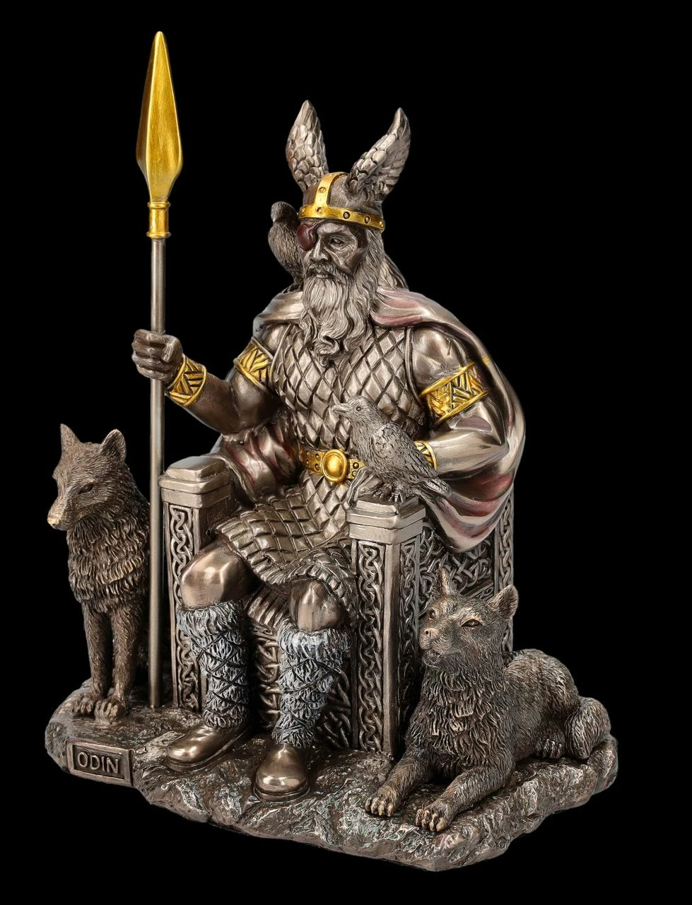 Odin Figur Auf Thron Mit Wölfen Und Raben 5 Odin Figur Auf Thron Mit Wölfen Und Raben – Bild 3