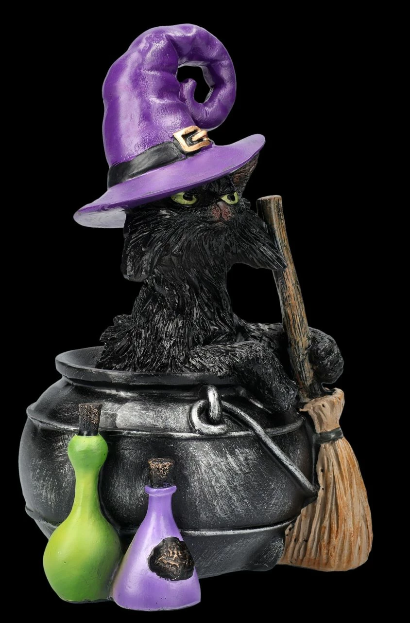 Hexen-Katzen-Figur Sitzt In Zauberkessel 4 Hexen-Katzen-Figur Sitzt In Zauberkessel – Bild 2