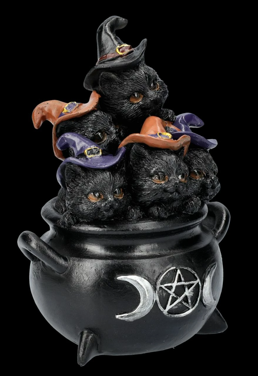 Katzen Figur - Fünf Freche Katzen Im Hexenkessel 4 Katzen Figur - Fünf Freche Katzen Im Hexenkessel – Bild 2