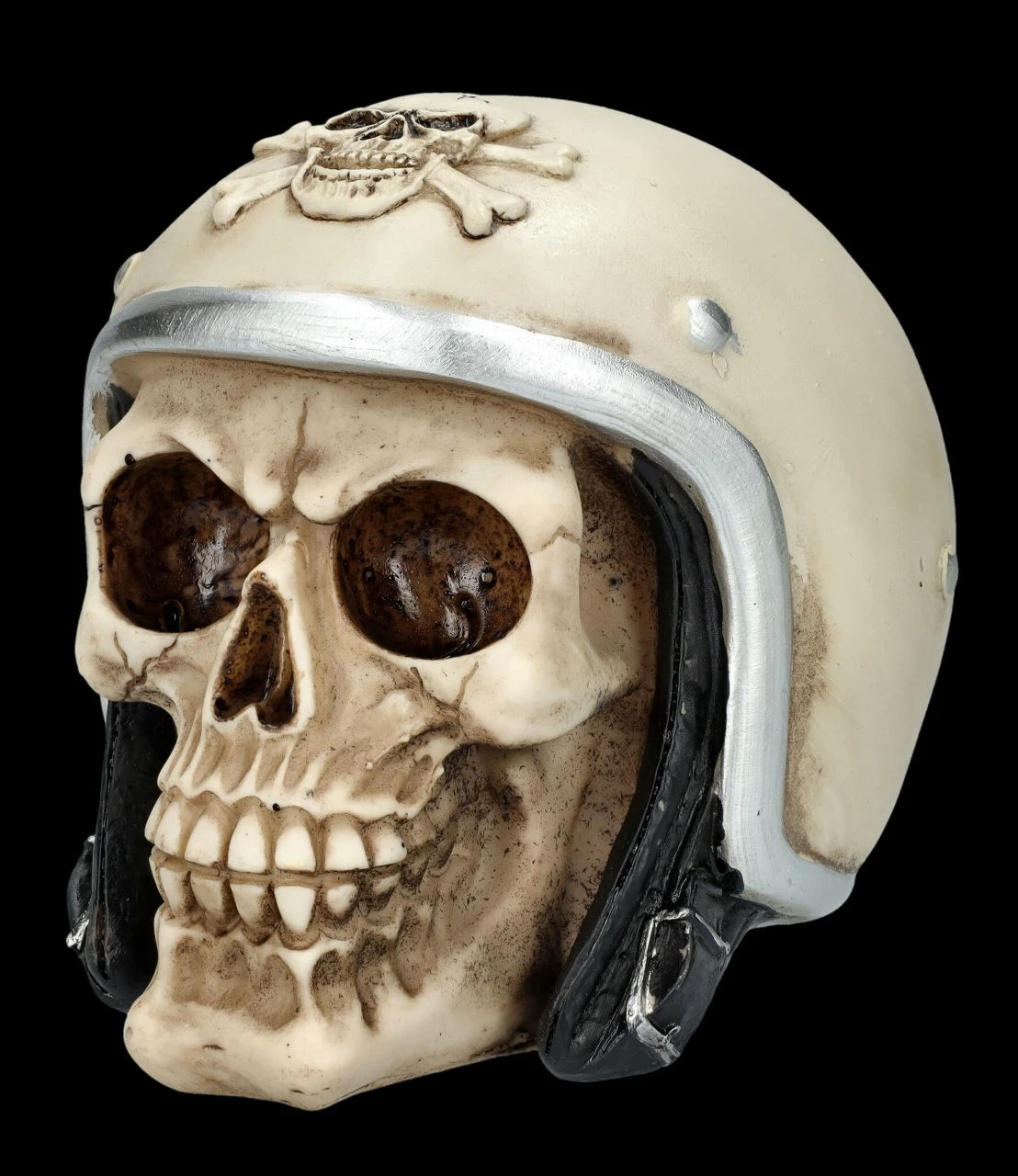 Totenkopf Figur Mit Helm Beige 5 Totenkopf Figur Mit Helm Beige – Bild 3