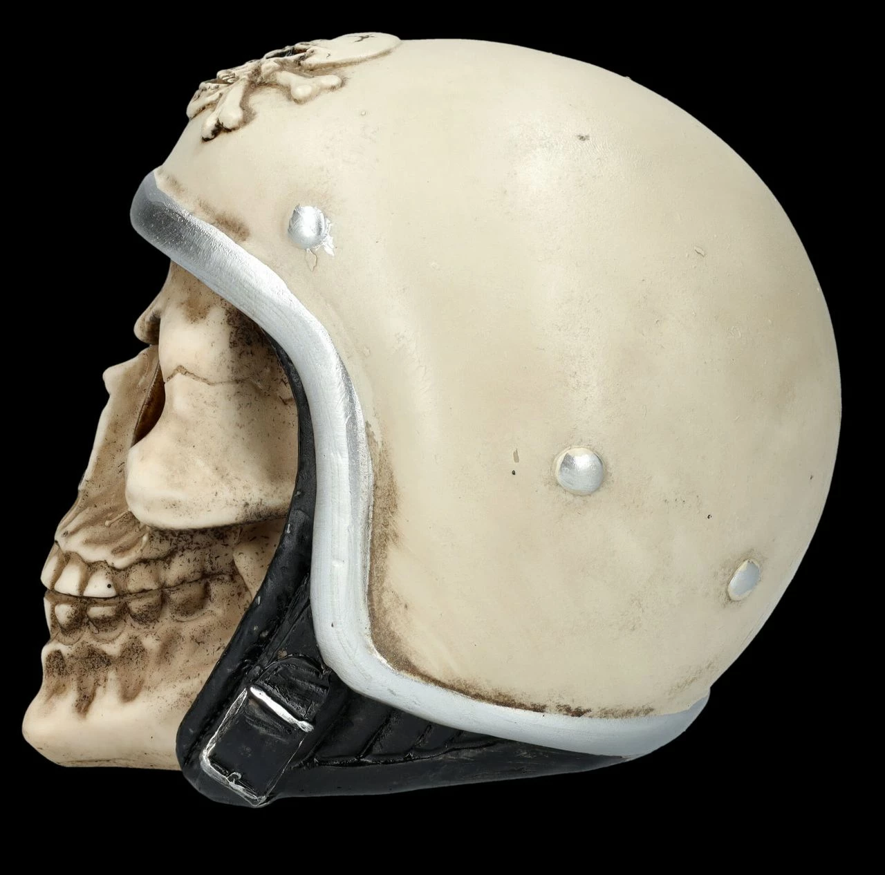 Totenkopf Figur Mit Helm Beige 6 Totenkopf Figur Mit Helm Beige – Bild 4