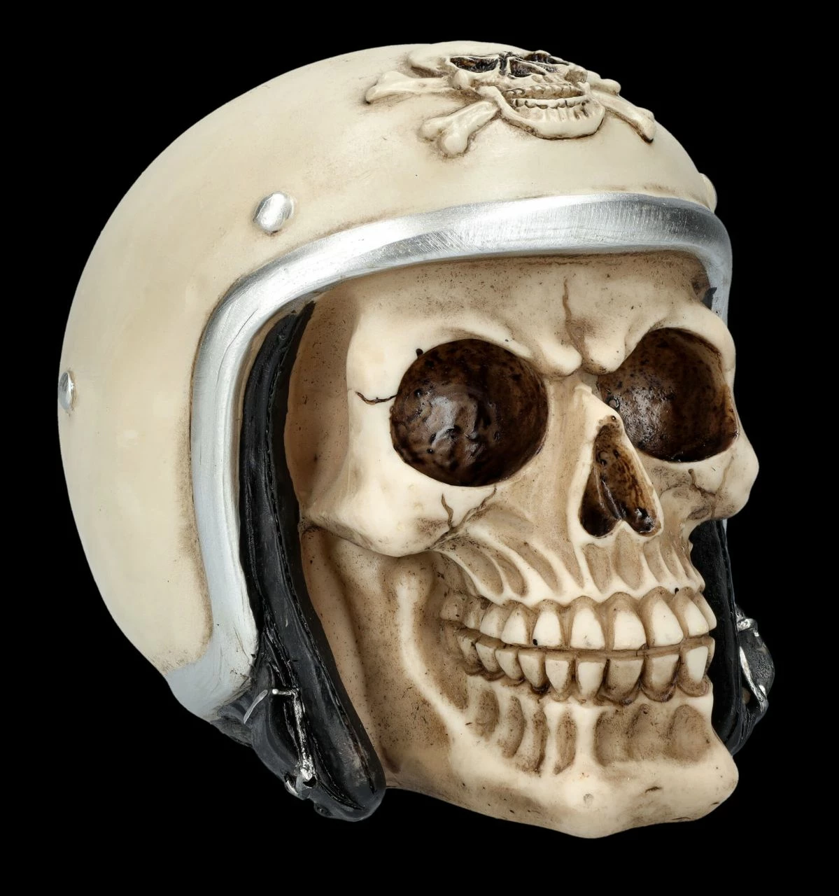 Totenkopf Figur Mit Helm Beige 3 Totenkopf Figur Mit Helm Beige