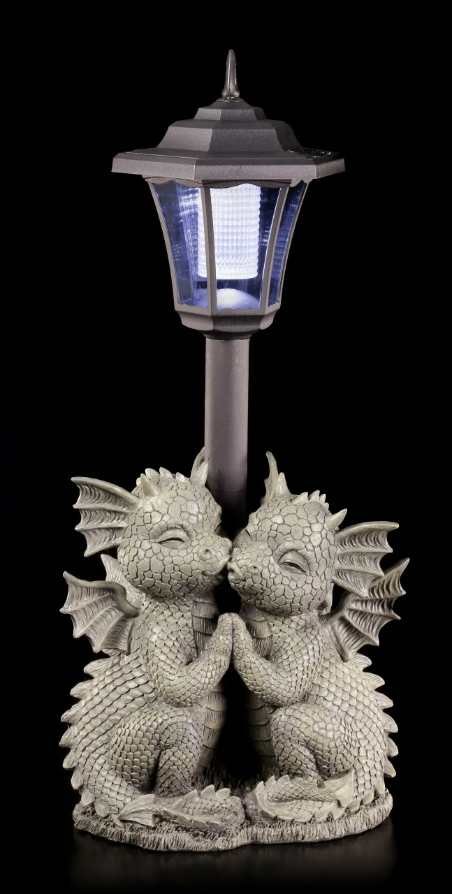 Drachen Gartenfigur Mit Solar Lampe - Loving Dragons 4 Drachen Gartenfigur Mit Solar Lampe - Loving Dragons – Bild 2
