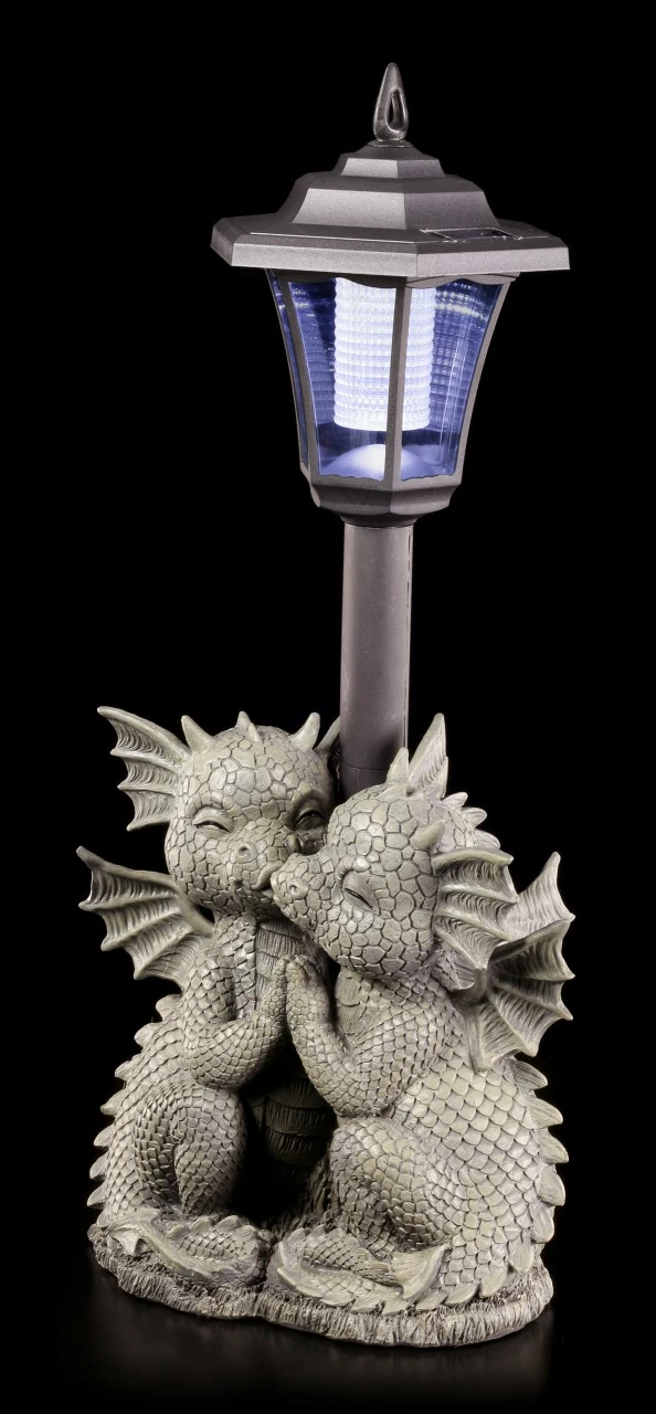 Drachen Gartenfigur Mit Solar Lampe - Loving Dragons 5 Drachen Gartenfigur Mit Solar Lampe - Loving Dragons – Bild 3