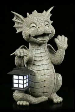 Gartenfigur Mit Solar Laterne - Drache Big Boy