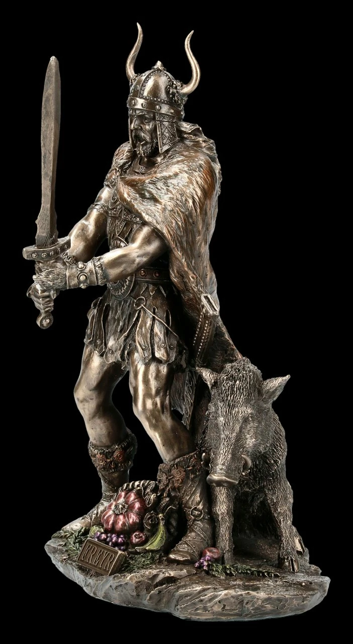 Freyr Mit Eber Figur - Germanischer Gott 5 Freyr Mit Eber Figur - Germanischer Gott – Bild 3