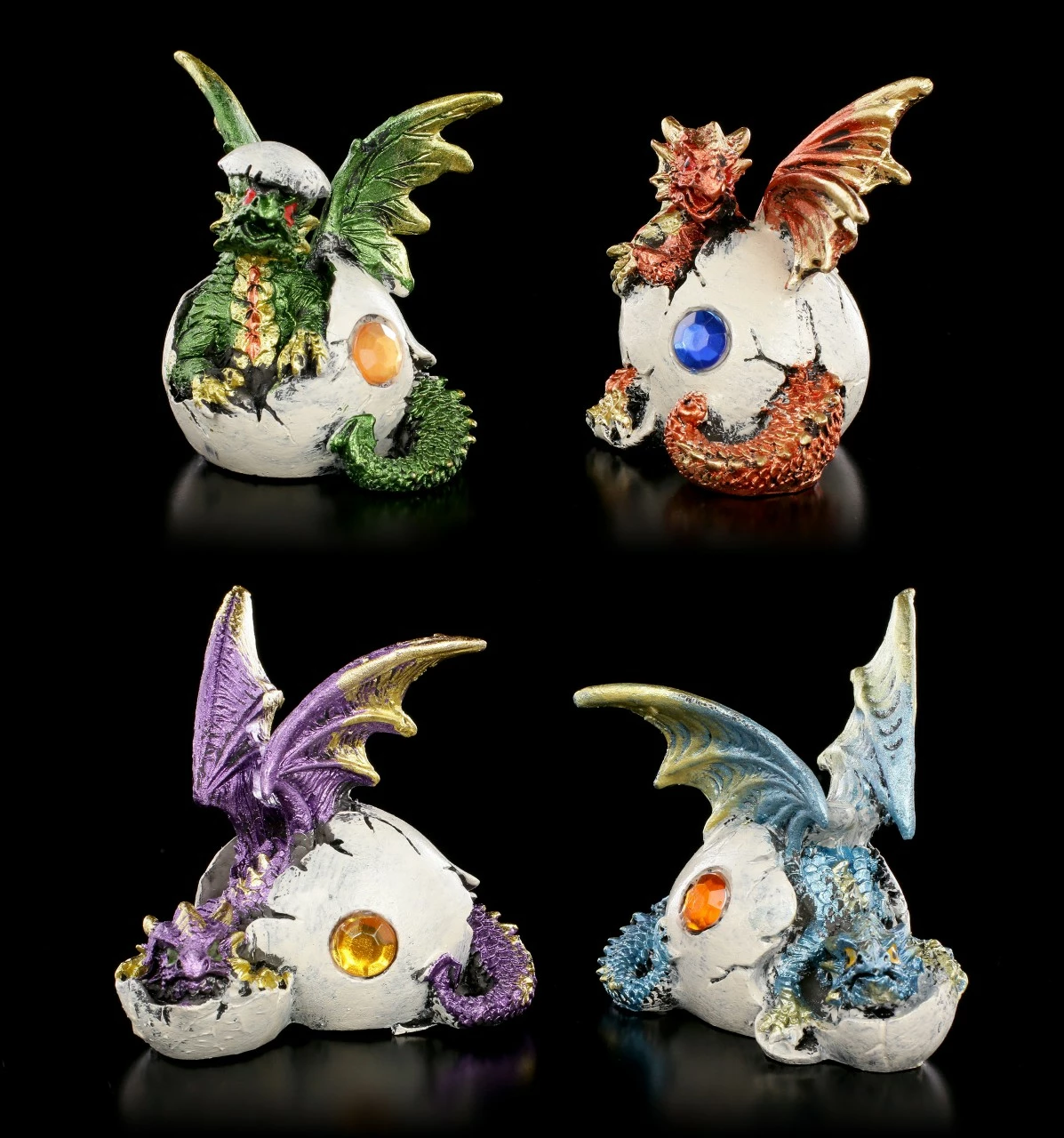 Kleine Drachen Figuren 4er Set - Schlüpfen Aus Eiern 4 Kleine Drachen Figuren 4er Set - Schlüpfen Aus Eiern – Bild 2