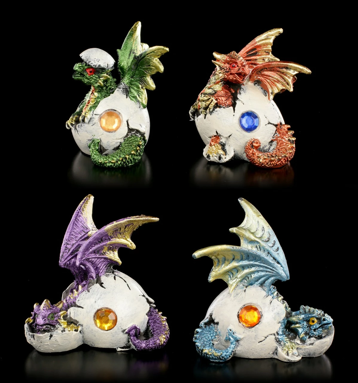 Kleine Drachen Figuren 4er Set - Schlüpfen Aus Eiern 3 Kleine Drachen Figuren 4er Set - Schlüpfen Aus Eiern