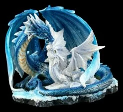 Drachen Figur - Mutter Mit Jungem Weiß-blau