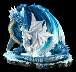 Drachen Figur - Mutter Mit Jungem Weiß-blau -FIGUREN Verkäufe ML11198 Drachen Figur Mutter mit Jungem weiss blau 2 1280x1280
