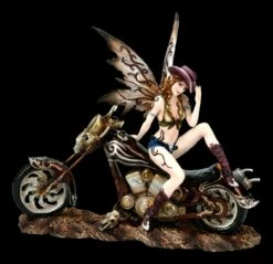 Elfen Figur Mit Motorrad - Cowgirl