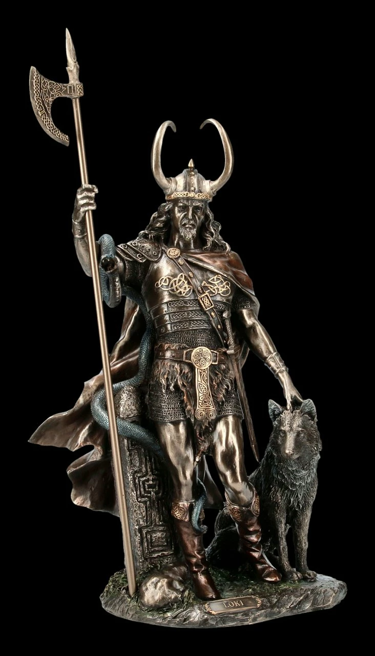 Loki Figur - Germanischer Gott Mit Fenriswolf 3 Loki Figur - Germanischer Gott Mit Fenriswolf