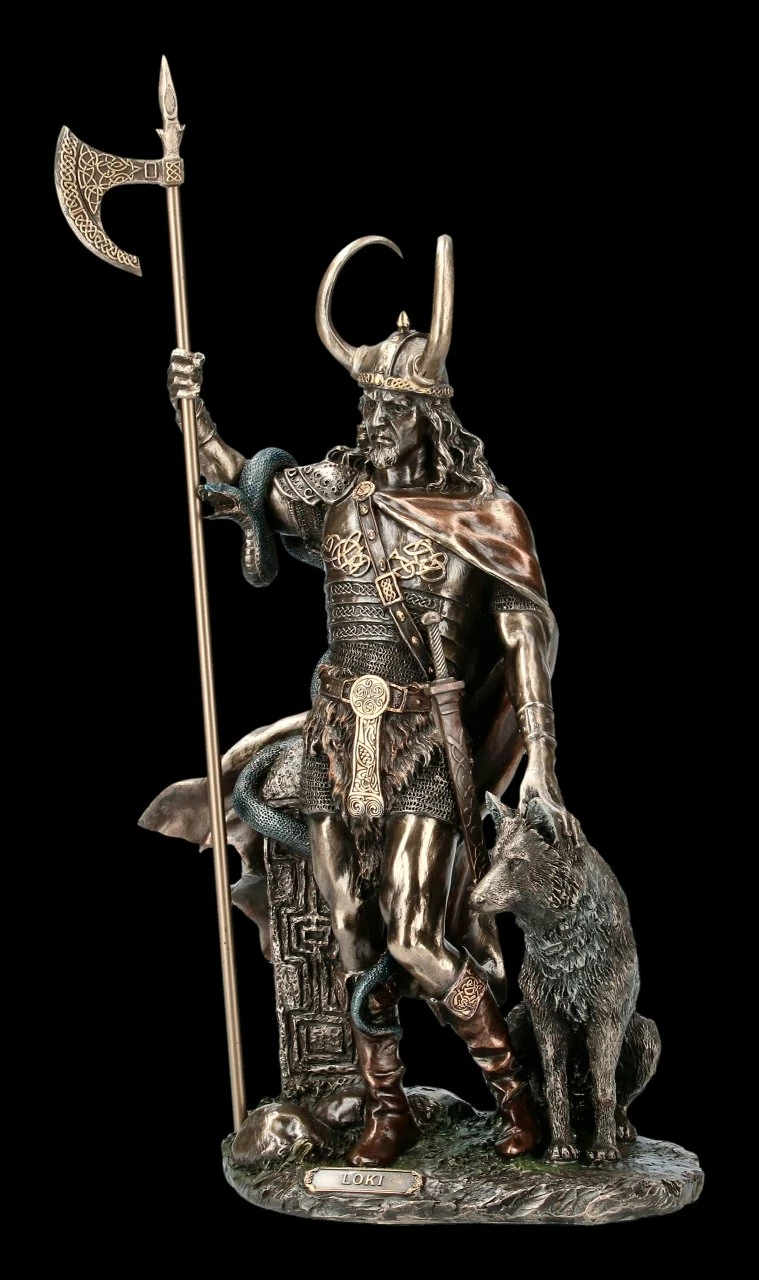 Loki Figur - Germanischer Gott Mit Fenriswolf 4 Loki Figur - Germanischer Gott Mit Fenriswolf – Bild 2