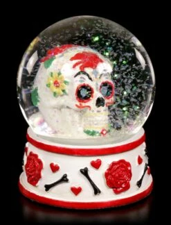 Schneekugel - Day Of The Dead Totenkopf - Weiß