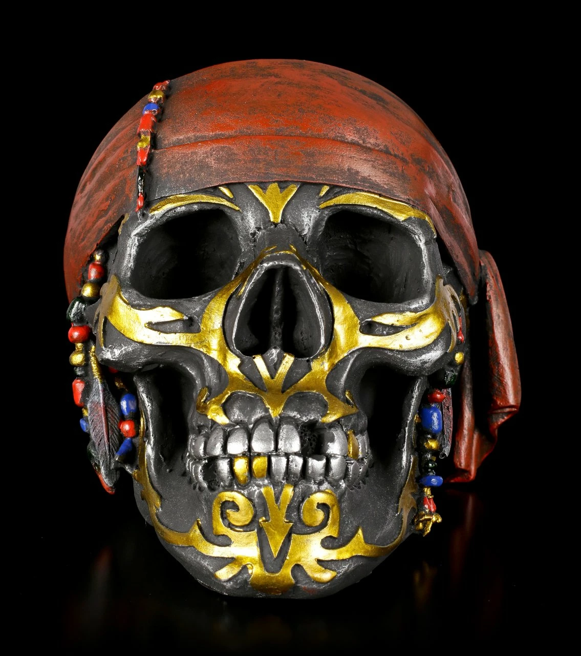 Schwarzer Piratenschädel Mit Tribals 4 Schwarzer Piratenschädel Mit Tribals – Bild 2