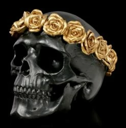 Schwarzer Totenkopf Mit Goldenem Rosenkranz -FIGUREN Verkäufe Schwarzer Totenkopf Mit Goldenem Rosenkranz 2 1280x1280