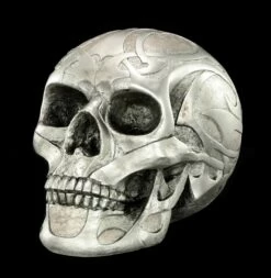 Totenkopf - Silberfarben Matt Mit Tribals -FIGUREN Verkäufe Silberner Totenkopf verziert 2 1280x1280