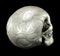 Totenkopf - Silberfarben Matt Mit Tribals -FIGUREN Verkäufe Silberner Totenkopf verziert 6 1280x1280