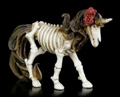 Skelett Figur - Einhorn Mit Rosen In Mähne