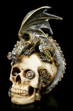 Steampunk Drache Auf Totenschädel - Steel Wing