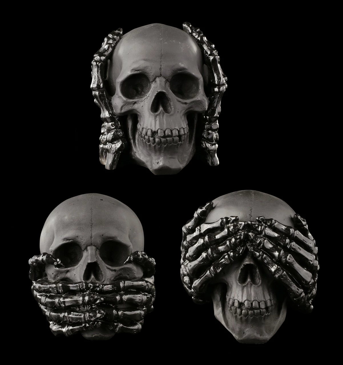 Totenkopf 3er Set - No Evil - Schwarz 4 Totenkopf 3er Set - No Evil - Schwarz – Bild 2