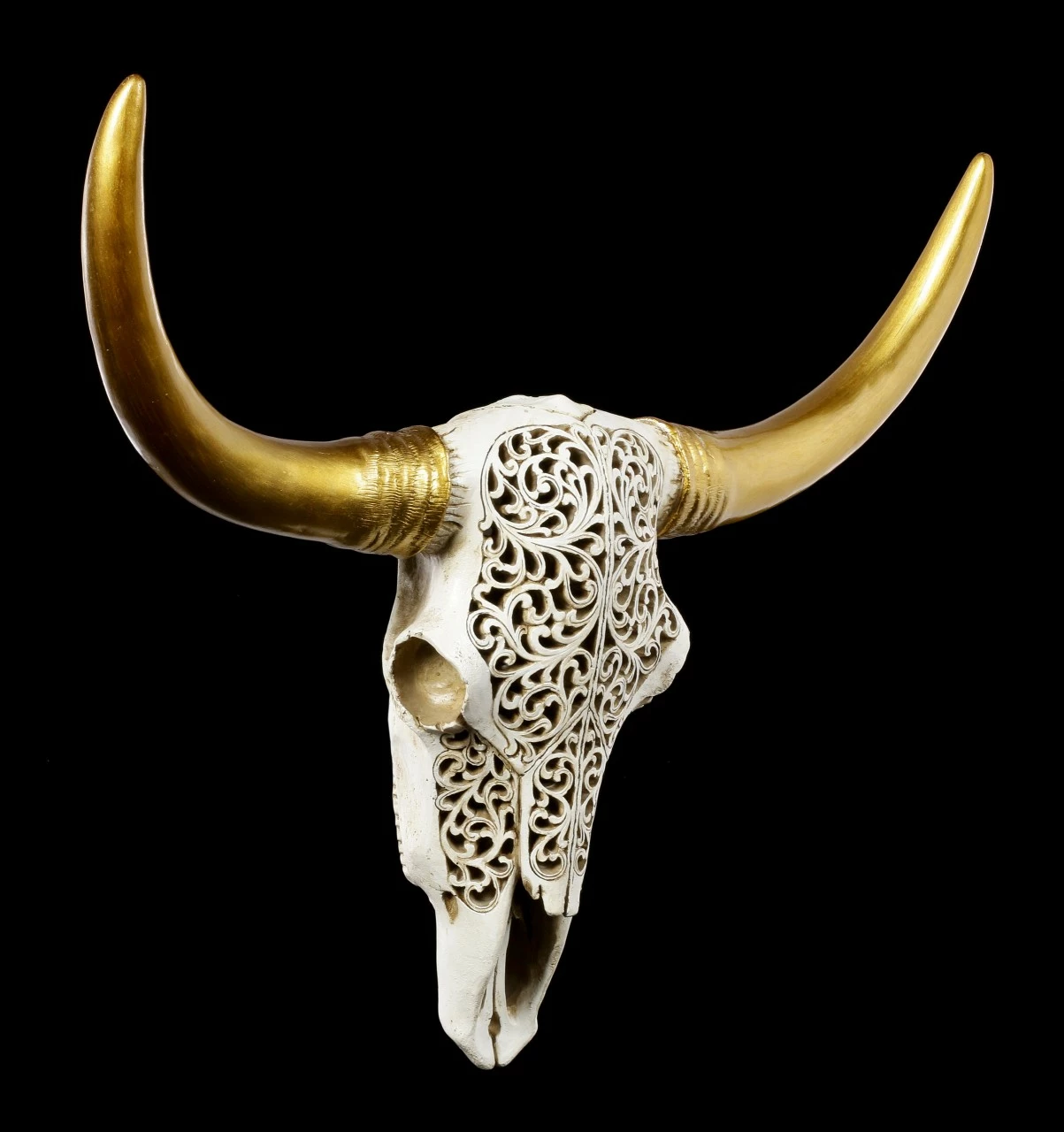Wandrelief Büffel Schädel - Relief Mit Goldenen Hörnern 4 Wandrelief Büffel Schädel - Relief Mit Goldenen Hörnern – Bild 2