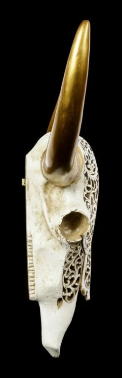 Wandrelief Büffel Schädel - Relief Mit Goldenen Hörnern 9 Wandrelief Büffel Schädel - Relief Mit Goldenen Hörnern -FIGUREN Verkäufe Wandrelief Bueffel Schaedel Geschnitztes Muster Mit Goldenen Hoernern 2 1280x1280