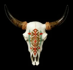 Wandrelief Büffel Schädel - Indianisches Muster
