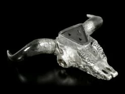 Wandrelief Stier Schädel - Drachenmotiv Silberfarben -FIGUREN Verkäufe Wandrelief Stier Schaedel Mit Drachenmotiv Silberfarben 4 1280x1280