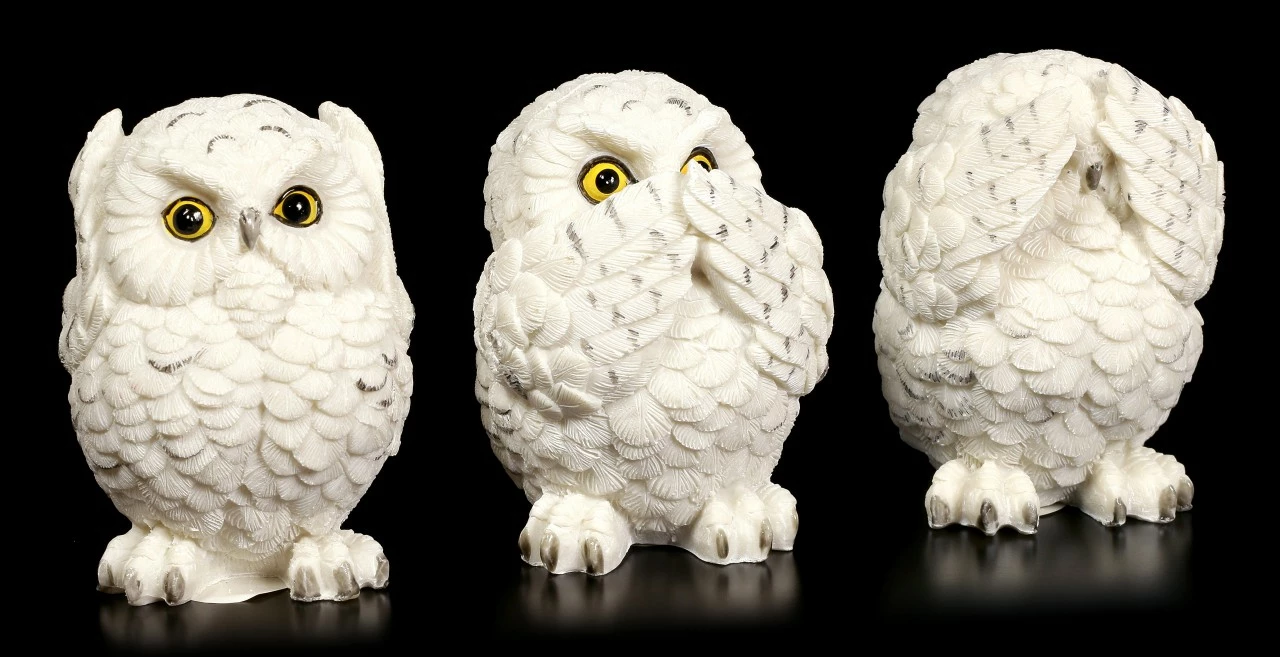 Figur - Drei Weise Schnee-Eulen 3 Figur - Drei Weise Schnee-Eulen